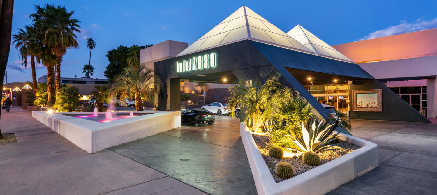 Hotel Zoso Palm Springs Front Hotel of at Dusk