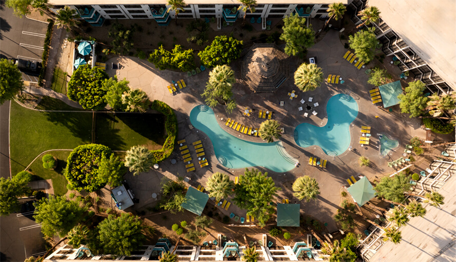 Riviera Palm Springs Oasis pool aerial